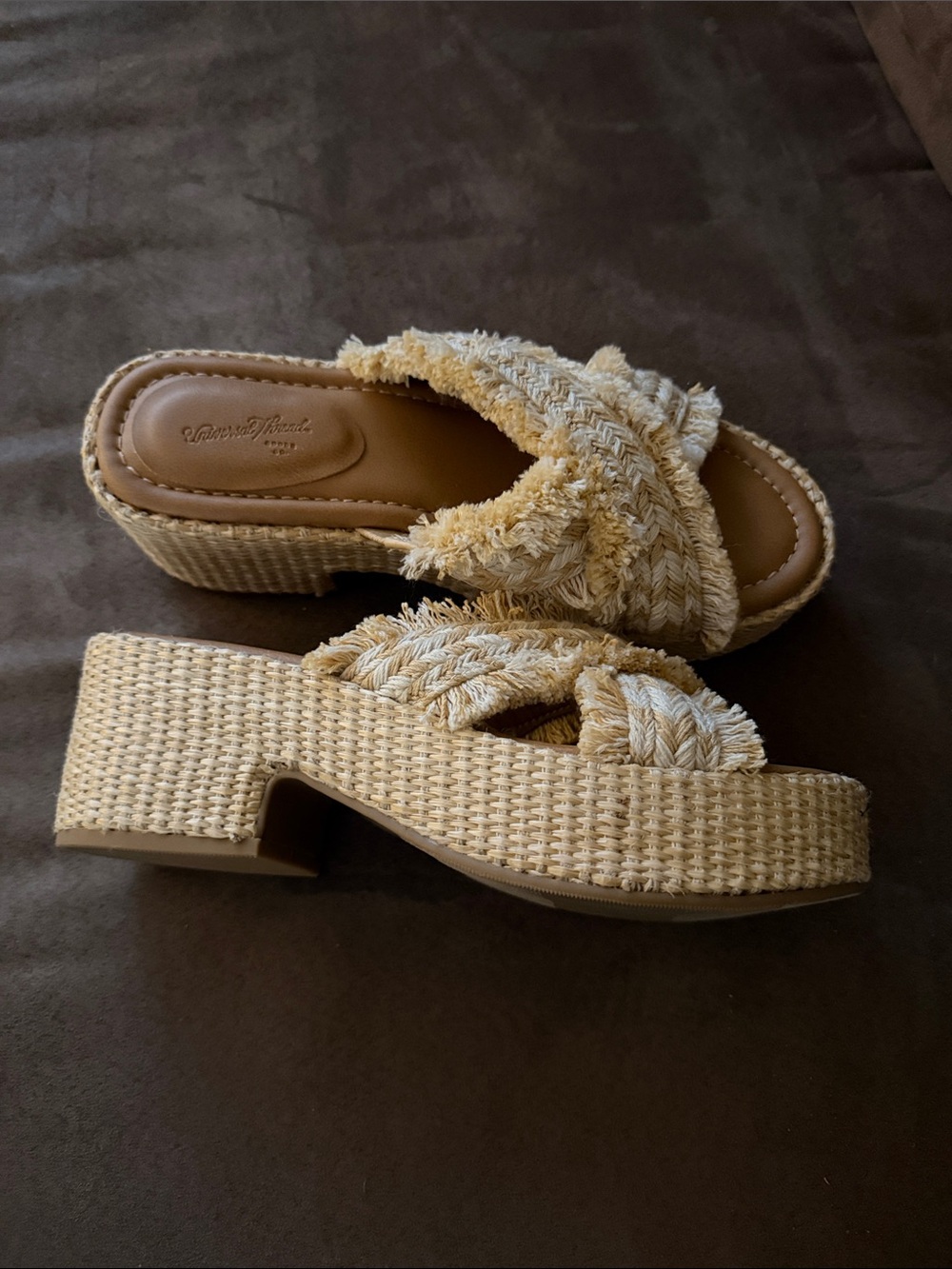Universal Thread Tan Braided Platform Slide Sandals